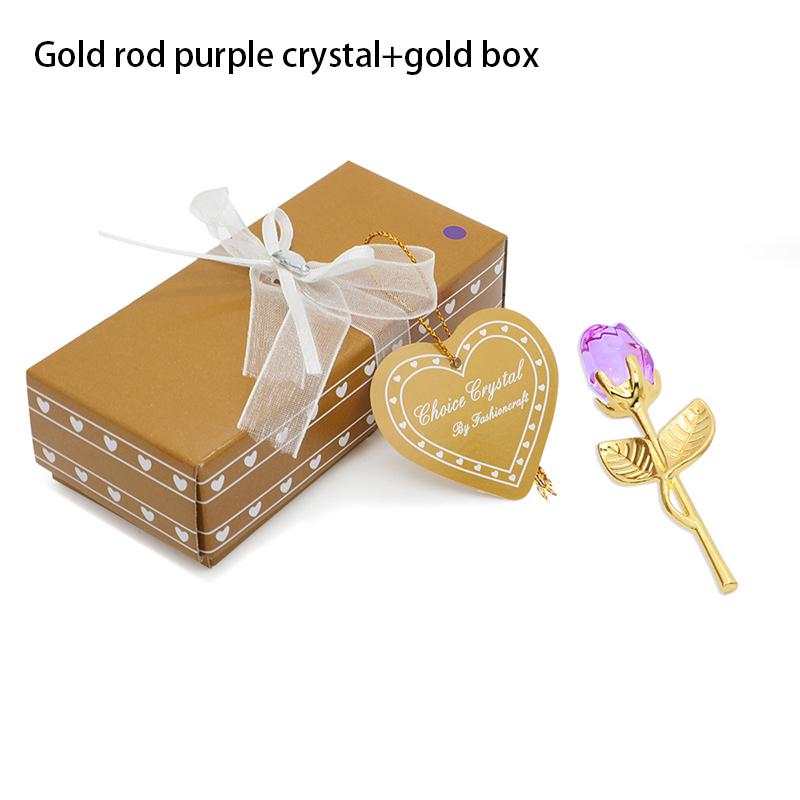 Crystal Rose Artificial Flower Gold And Silver Handicraft Wedding Decoration Valentine's Day Couple Girlfriend Gift With Box