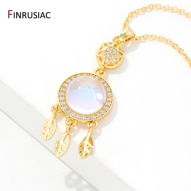 

Fashion Dream Catcher Zircon Pendant Necklace 18K Gold Plated Brass Geometric Choker Jewelry Party Gifts For Women Girls