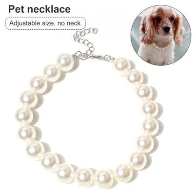 Pet Collar Fashionable Pet Jewelry White Puppy Faux Pearls Collar Necklace for Weddings