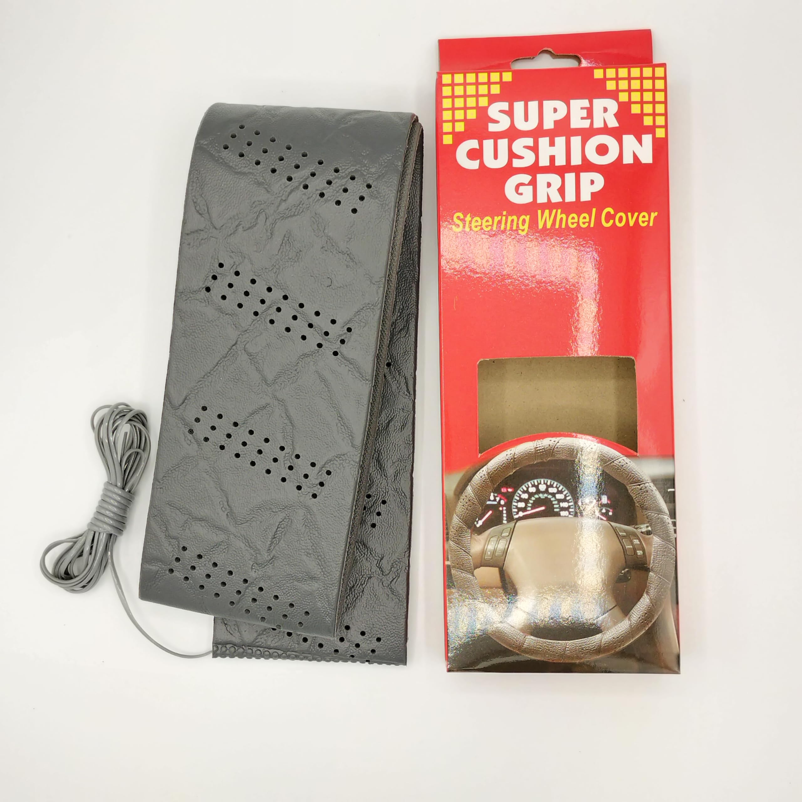 

SUPER CUSHION GRIP Steering Wheel Cover, GarageSS Sport Grip, Wrap Around Type, No Sewing серый