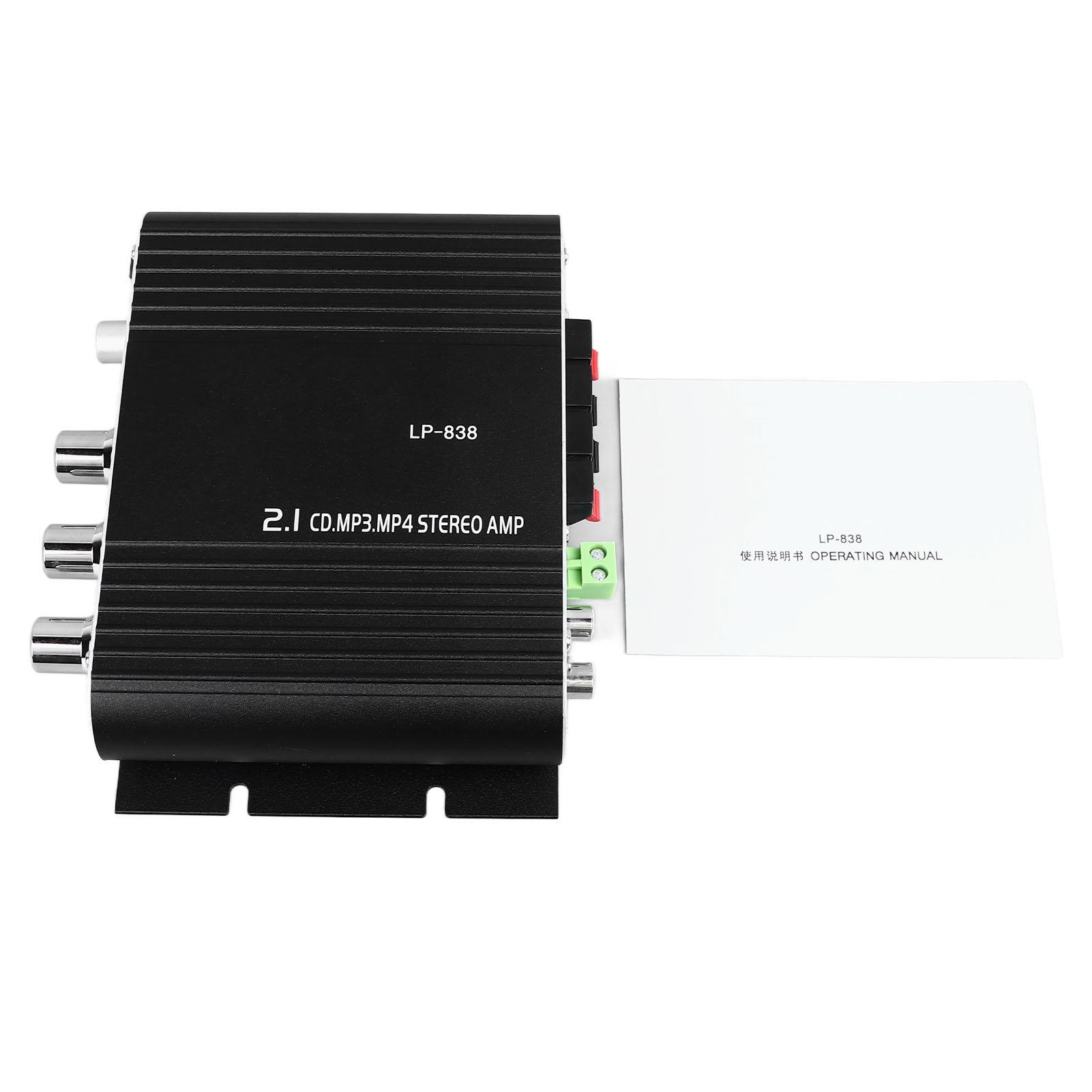 Konnwei Black Sound Amplifier 2.1 Channel Stereo Sound Receiver Amplifier Aluminium Alloy Sound Mix Amplifier
