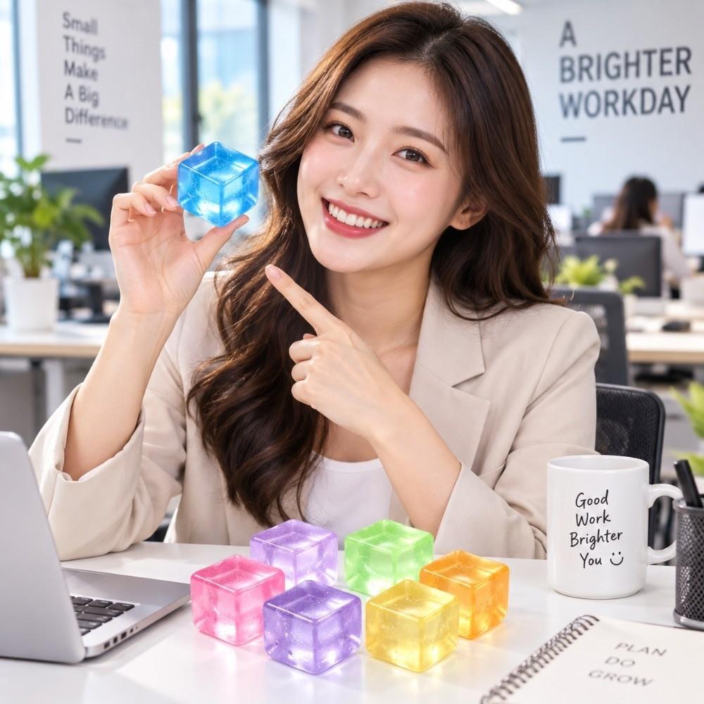 Colorful Ice Cube Squishy Toy Slow Rebound Cube Fidget Toy Sensory Toy Cube Squeeze Toy Adults