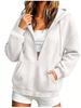 European and American Jacquard Zip-Up Hooded Cardigan with Drawstring Pockets