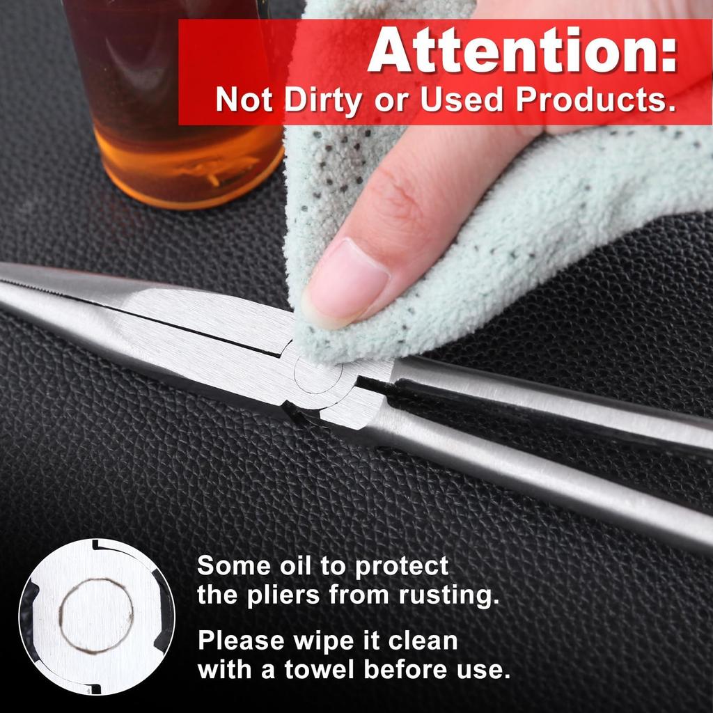 LEONTOOL Sada 3 dlouhých kleští s dlouhými čelistmi Rovné zahnuté hroty Zahnuté kleště na rádio Zahnuté kleště na rádio Tenké vroubkované kleště na rádio s dlouhým dosahem Dlouhé hroty