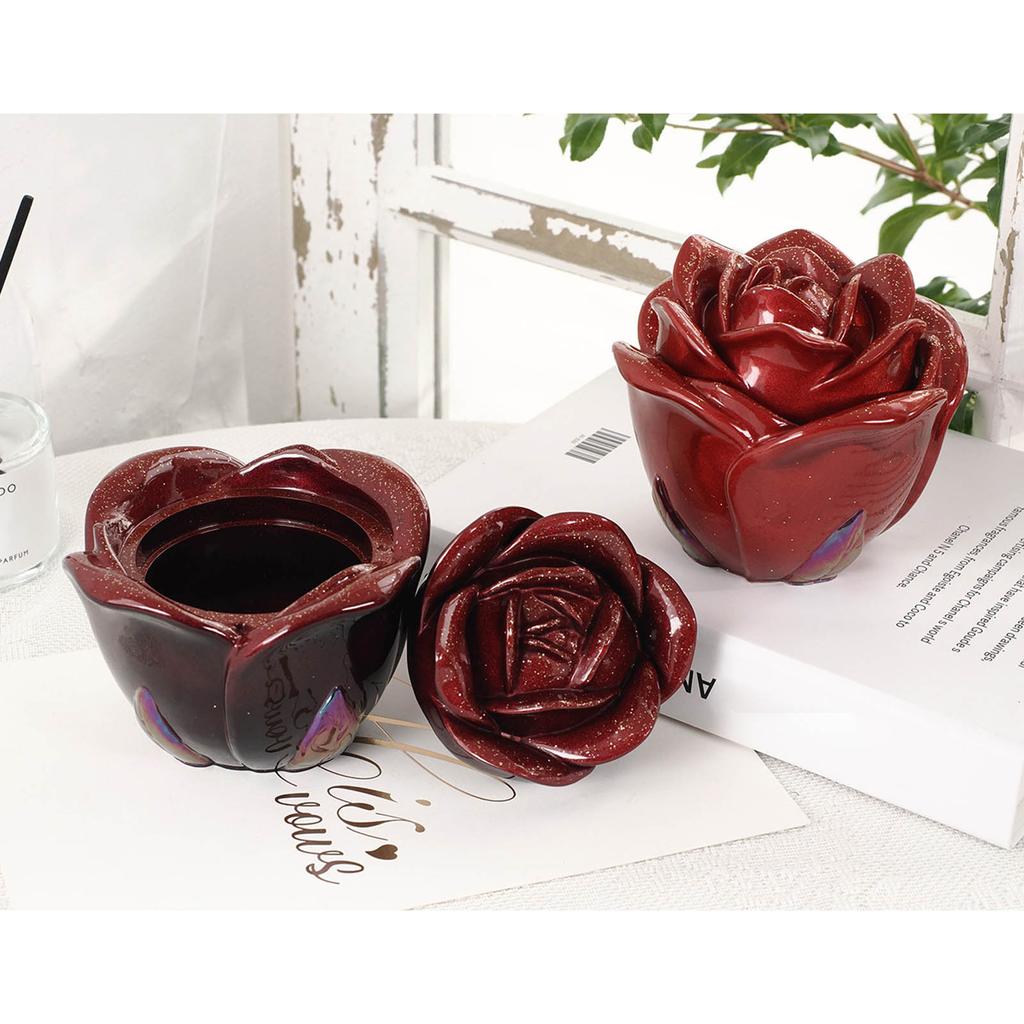 Rose Flower Storage Box Mold DIY Crystal Epoxy Resin Molds Candle Holder Ashtray Mold Multifunctional Silicone Mould