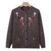Old Lady Autumn and Winter Knitted Sweater Jacket Grandma Thin Embroidered Sweater Middle Old Man Mother Cardigan