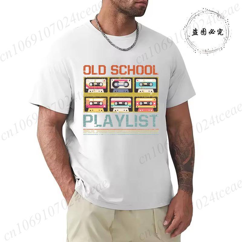 Summer Casual Tshirt Cassette Tape Music 80s Retro Old School Playlist T-shirt Fashion Fitness Tops Tshirt Hip Hop Streetwear