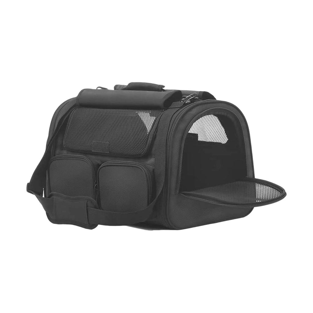 Portable Foldable Pet Carrier Bag for Small Dogs and Cats with Multiple Pockets and Adjustable Shoulder Strap for Travel and Car Use
