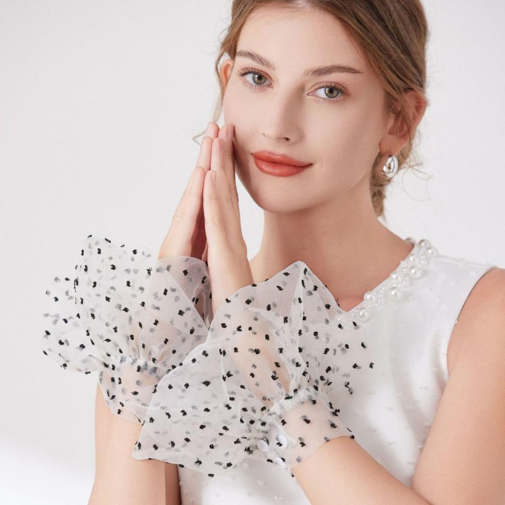 Pleated Elastic Sleeve Cuffs Double Layer False Cuff Sleeve Lace Fake Cuffs Clothing Accessory