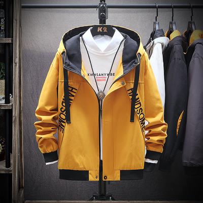 Men 's Hooded Jacket Spring And Autumn Contrast Color Casual Color Matching Clothes Men 'S Clothing