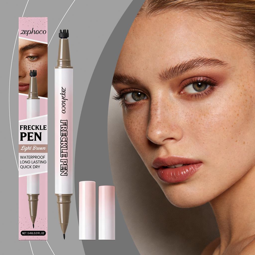 Zephoco Light Brown Dual-ended Freckle Pen, Smooth Texture, Natural Color, Easy To Create Versatile Freckle Makeup