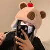 Warm Animals Ears Beanie Hats Cartoon Plush Cap Soft Cute Capybara Hat  Outdoor