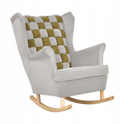 Carol Duo Family Furniture Wingback Rocking Chair Gray Green Checkered Olive