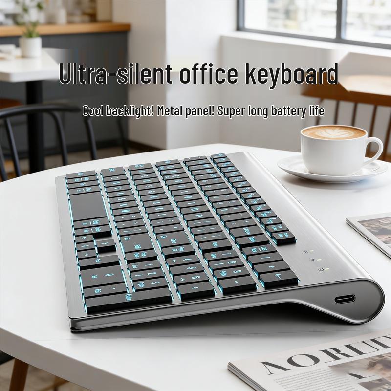 Dual-Mode Backlit Bluetooth Wireless Keyboard & Mouse Set with Eight-Color Lighting