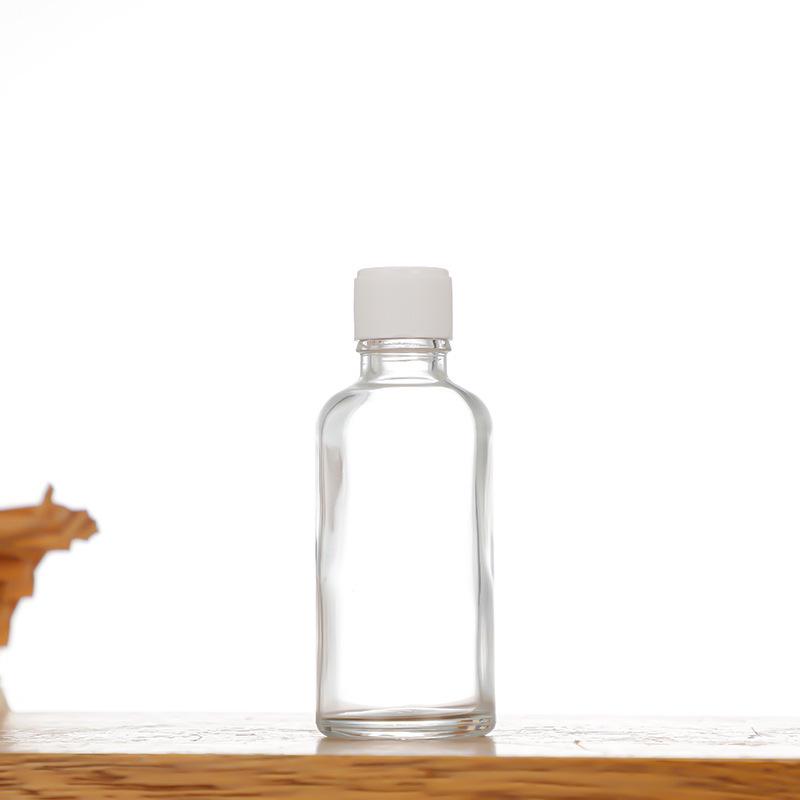 Transparent 30ml Glass Essential Oil Bottle with Frosted Rubber Dropper - Travel-Size Cosmetic Sample Container