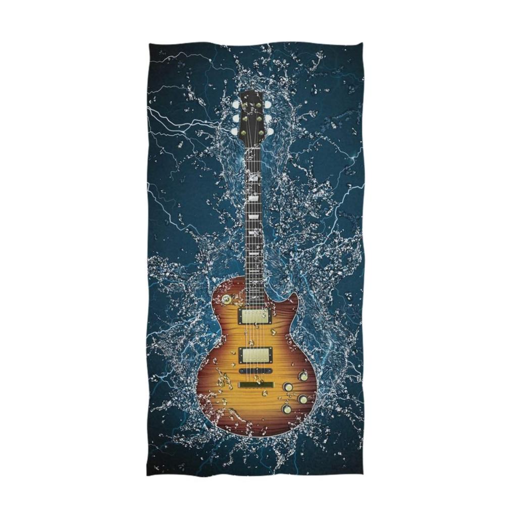 Electric Guitar Beach Towel, Microfiber Quick Dry Bath Towel for Travel Sport Spa, Sand Proof Absorbent Towels for Swimmers Teen