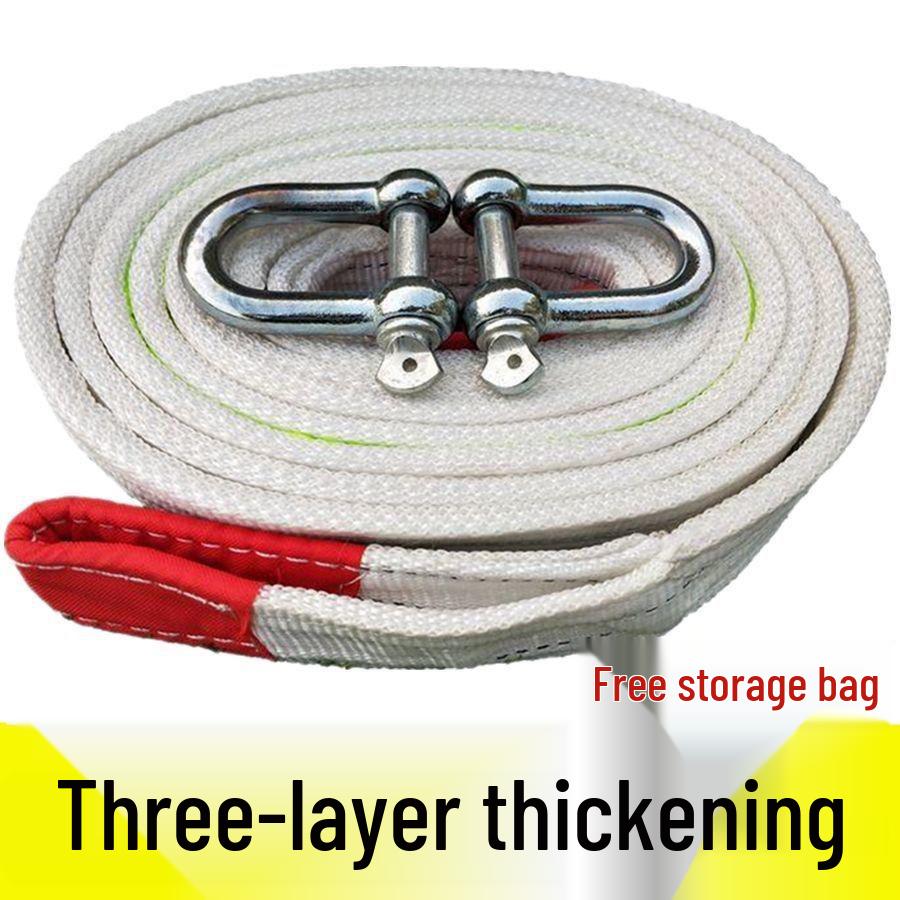 Heavy-Duty 10-Ton Tow Rope with Double Hooks, 5m for Off-Road Vehicle Rescue