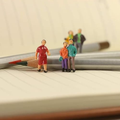 Set of 100 Figures, 1:100 Scale, 15-20mm, for Scenery Collection, Dolls, People, Human Figures, Painted Figures, Model Trains, Dioramas, Building Mode