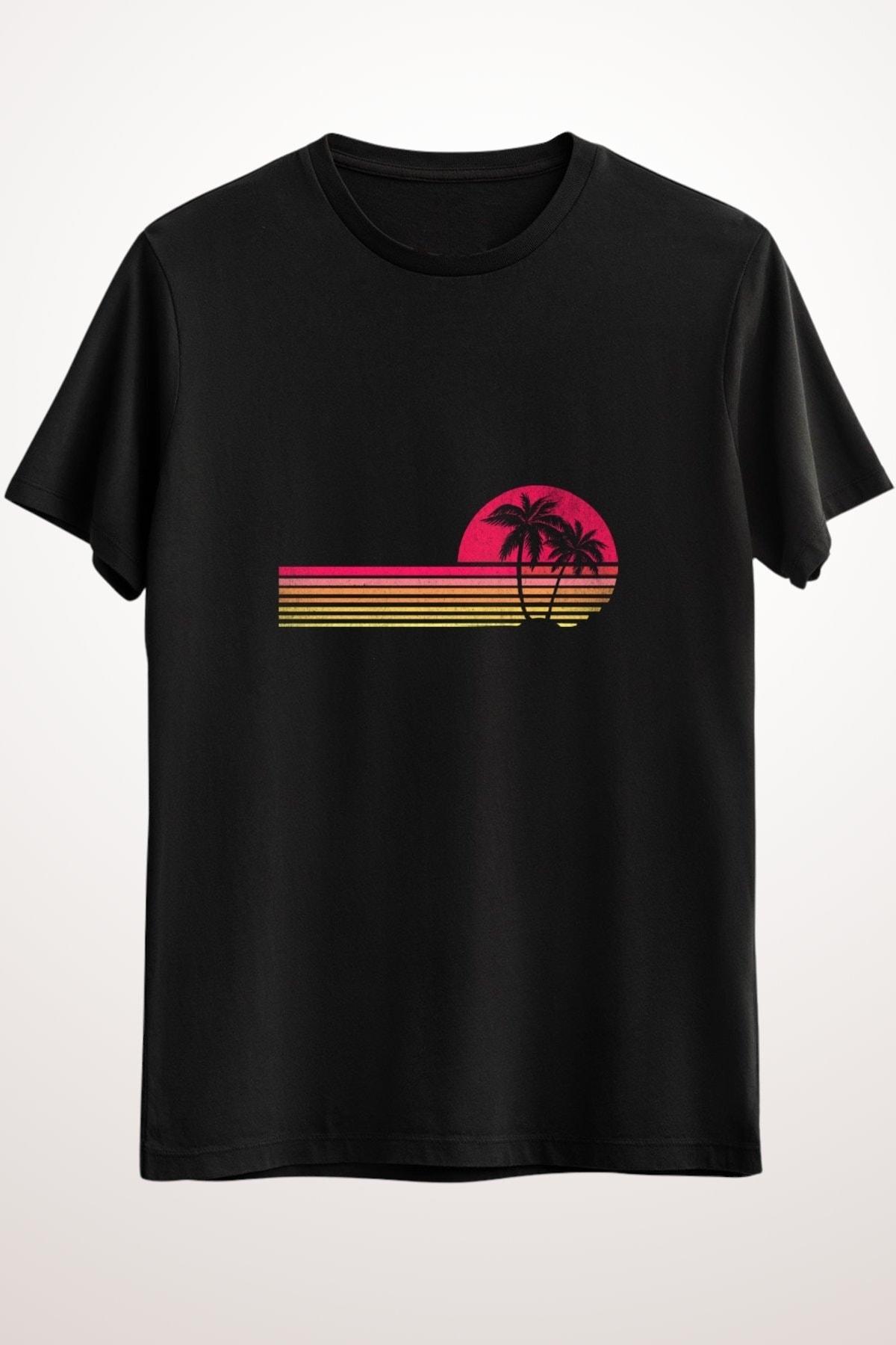 

Erkek Siyah Awesome Retro 80s Sunrise Red & Orange - Ds1795