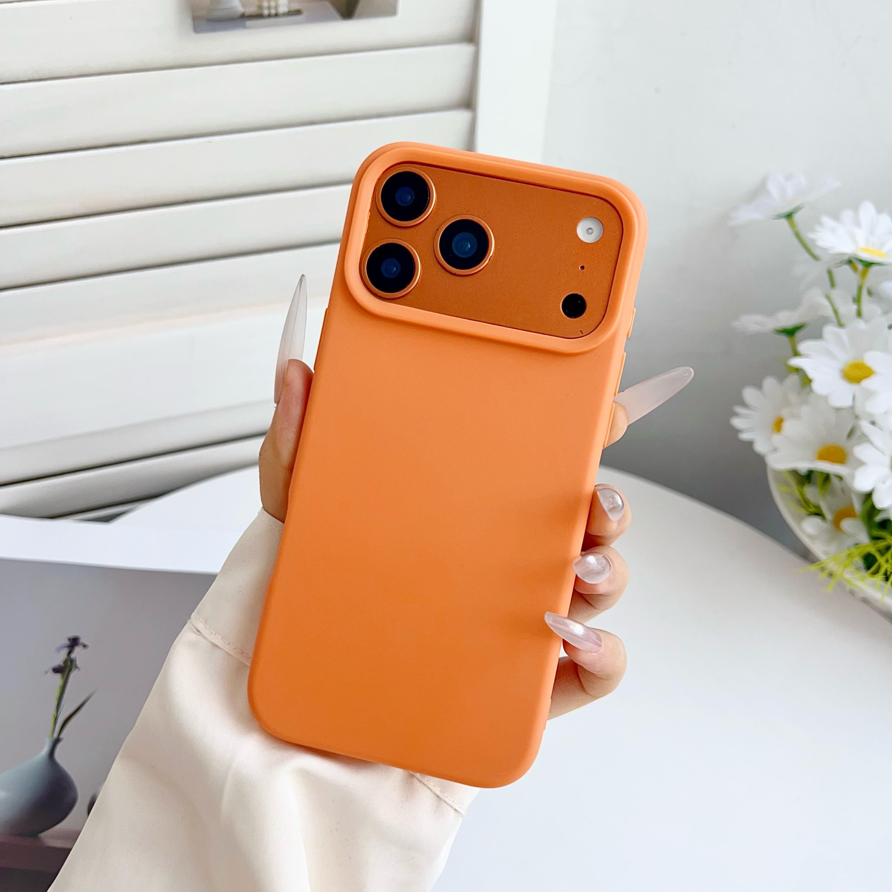 Coque en Silicone Mate Orange Pour iPhone 17 Pro Max Air 16E 16 E 15 Plus 14 13 12 17Pro iPhone17 Housse de Téléphone Anti-Choc Accessoires iPhone 13 Pro orange