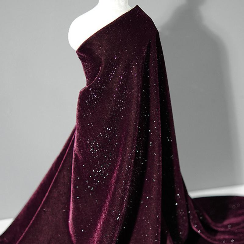 Velvet Fabric Glitter Starry Design Soft Smooth Non-Elastic Shiny Material DIY Sewing Wedding Dresses Banquet Gowns Cheongsam