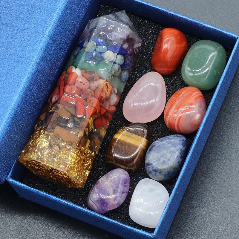 Crystal Natural Yoga Healing Stone Fashion Trend Resin Crushed Stone Box for Fengshui