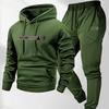 Men'S Two-Piece Set, Casual Round Neck Long Sleeve Hooded Sweatshirt and Sweatpants Set, Suitable for Winter and Autumn, Sportswear Set
