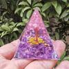 Pyramid Orgonite + Led Lamp Base 5Cm Crystal Stones Amulet 5Cm Hx06