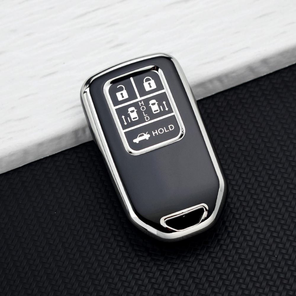 5/6 Buttons TPU Car Key Case Cover for Honda Civic Accord CRV Pilot Odyssey Ridgeline Passport Soft Key Bag Protector Keychain