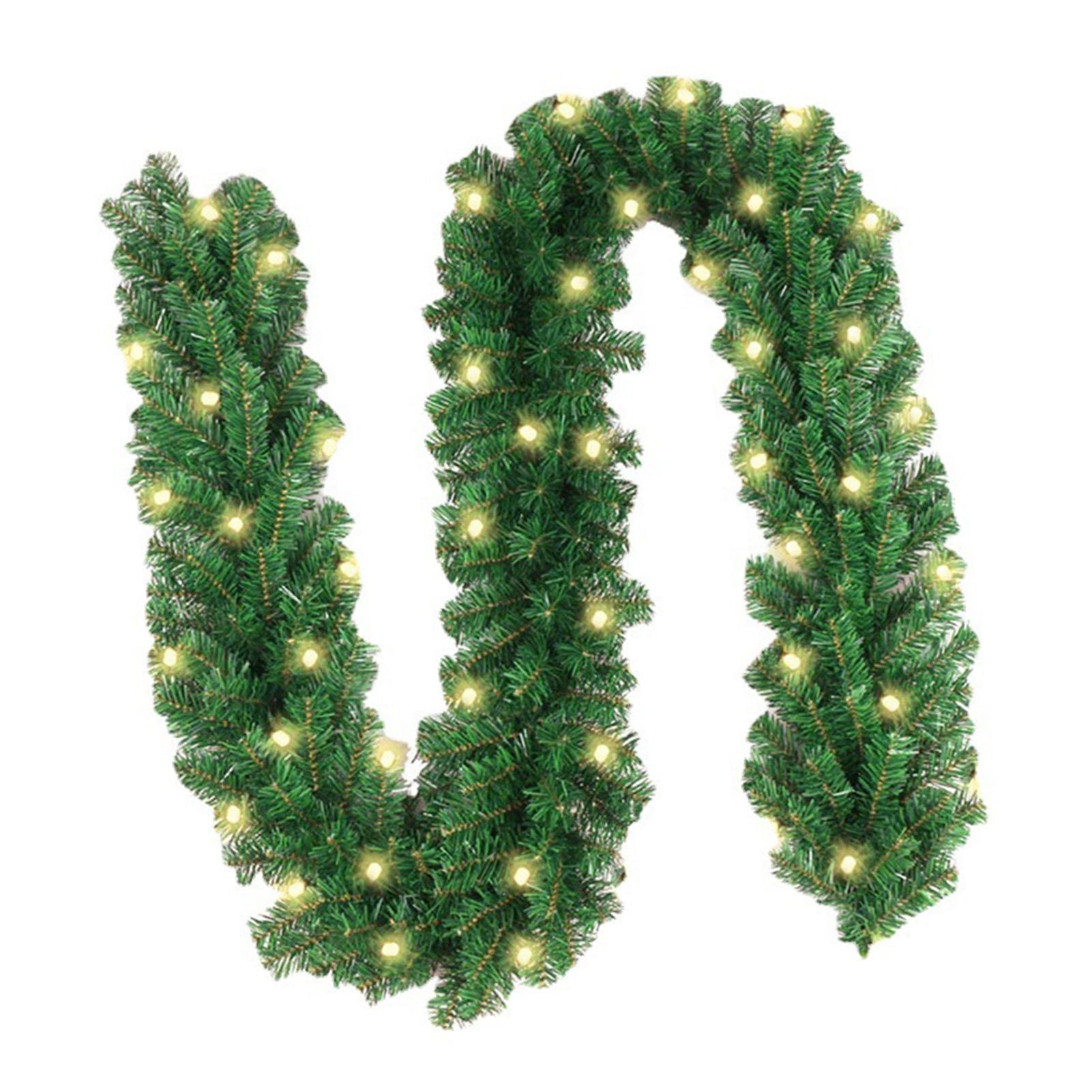 2,7 м Рождественский венок Рождественский ротанг Украшение для камина Венок Плетеная гирлянда с 30 светодиодами