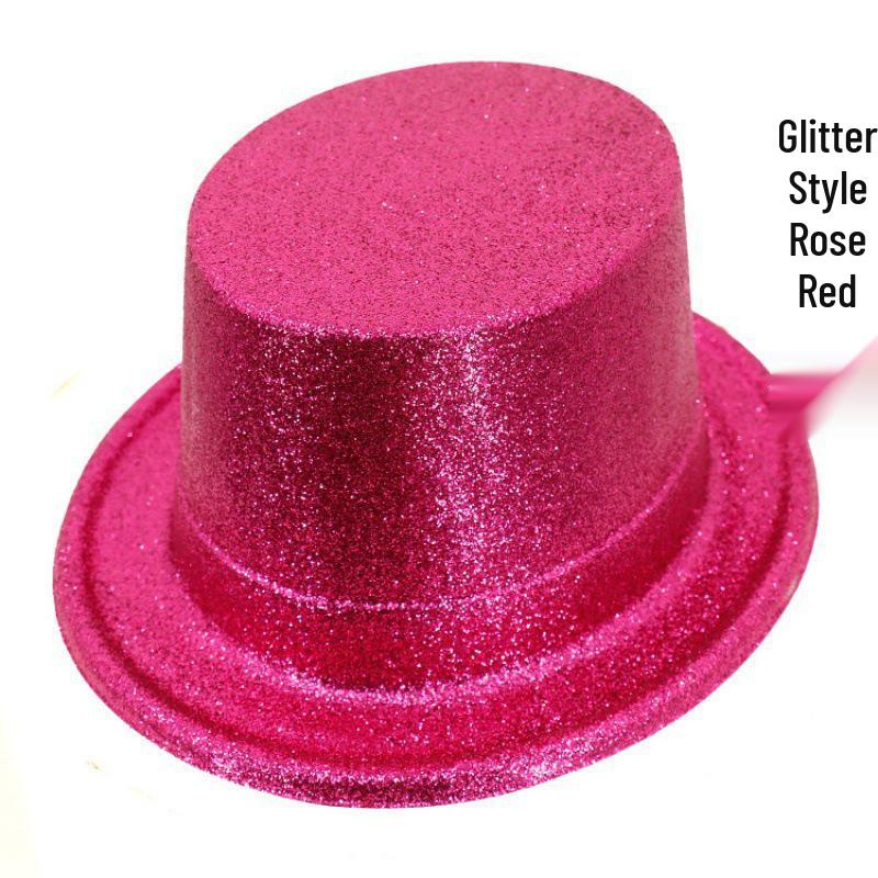 Elegant Green & Black Top Hat with Gold Powder for Adults & Kids, Unisex Magician & Jazz Style.