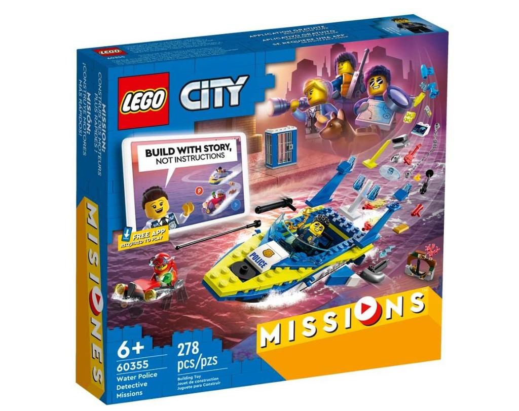 LEGO City Water Police Mission 60355, Toy Blocks, Gift for Police, Rescue, Boys and Girls, Ages 6 and Up