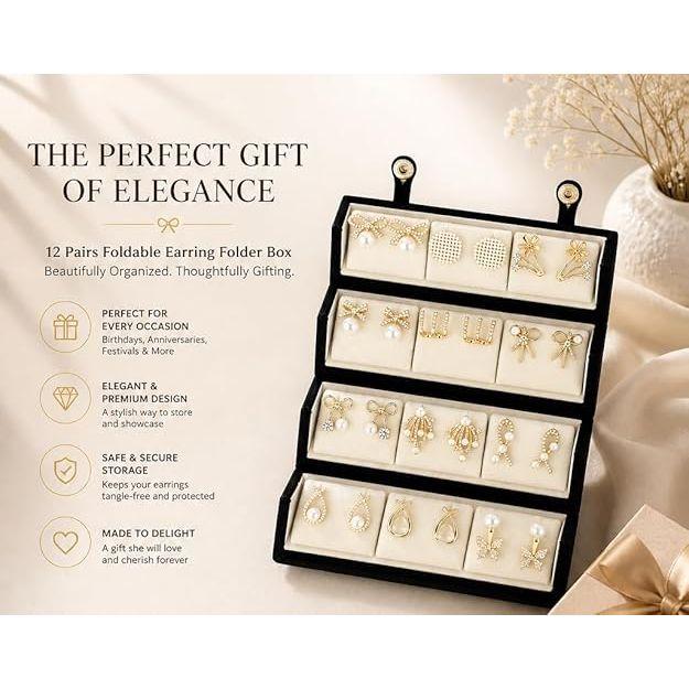 Shining Diva Fashion 12 Pairs Set Earrings for Women Girls with Stylish Organizer Box | Valentine Birthday Rakshabandhan Gifts