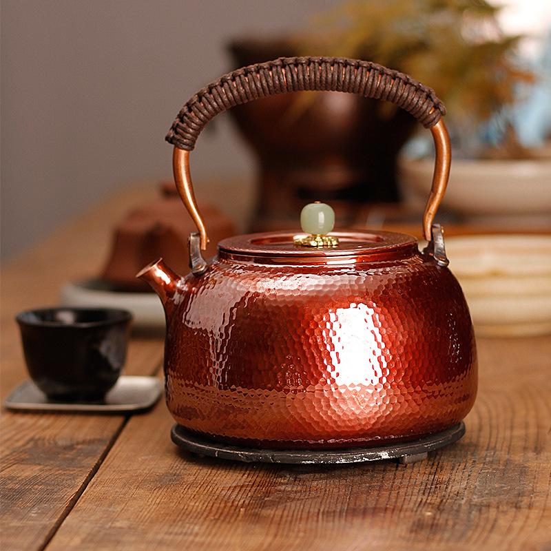 Large Capacity Copper Teapot Vintage Boiling Teapot Household Uncoated Purple Copper Boiling Water Tilting Kettle