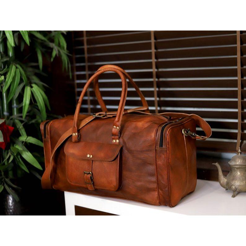 ' Leather Travel Duffel Bags, Leather Overnight Bags, Leather Gym Bag, Leather Luggage Bags, Leather Duffel Bags for Men and Women
