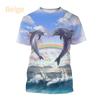 Nové tričko s 3D potiskem delfína Módní duhové kreslené tričko s delfínem Pánské/Dámské Hip Hop Harajuku