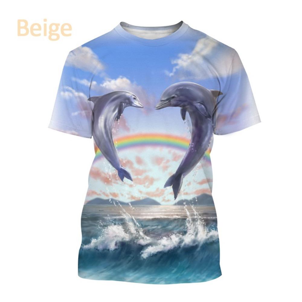 

Новая футболка с 3D-принтом дельфина, модная футболка с мультяшным дельфином-радугой, мужская/женская, хип-хоп, харадзюку 5XL