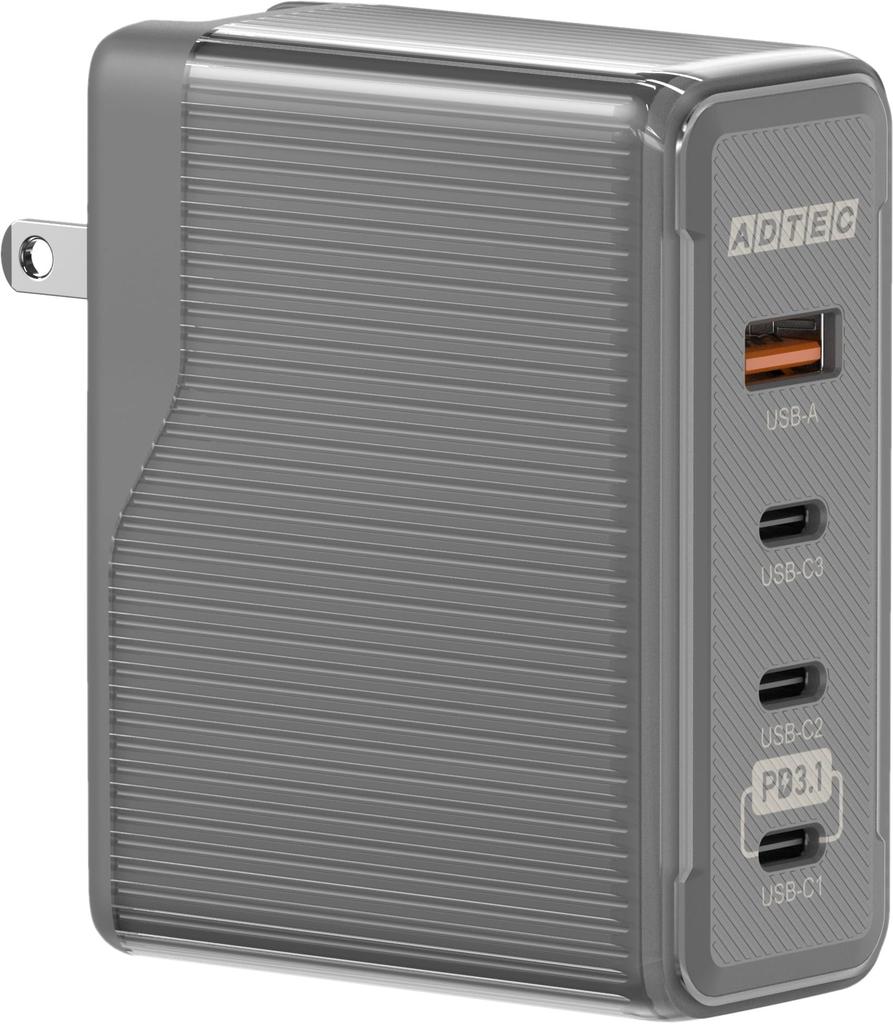 ADATA 150W Single 140W 4 Ports X 4 Supports Simultaneous Power Supply for 2 Fast Total, Black, PD3.1, Charger, (USB-C + USB-A), GaN, Computers,