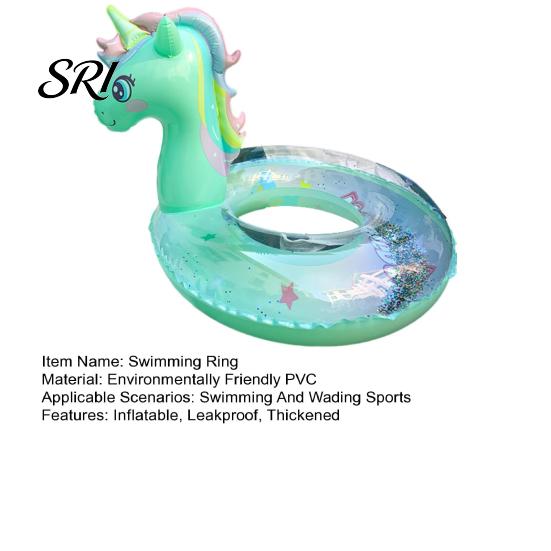 Cartoon Horse Swimming Ring Swim with Seat Handle Kids Inflatable Thickened Float PVC Summer Pool Tube Toy Leak-proof