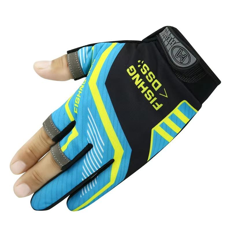Fischerhandschuhe Herren und Damen Outdoor-Nutzung Fischereischutz Anti-Rutsch 3-Finger-Schnitt Aktives Fischereigerät Angelhandschuhe