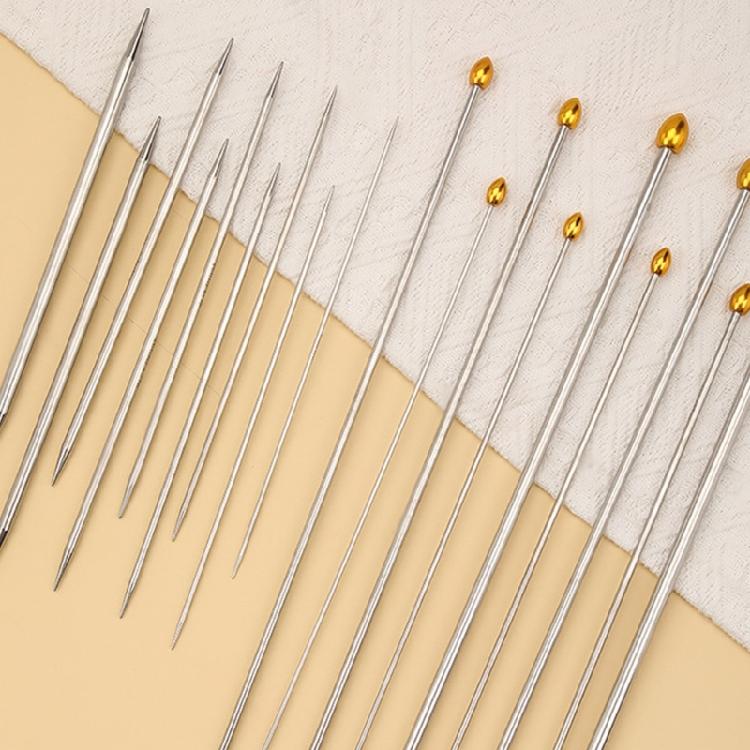 7Pcs Double Pointed and Single Pointed Knitting Needle Set Long Stainless Steel Straight Knitting Needle for Knitting