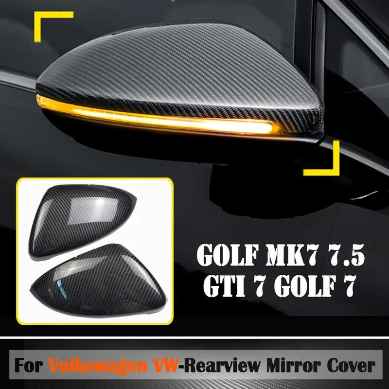 Side Wing Mirror Cover Caps Bright Black RearView Mirror Case Cover for VW Golf 7 MK7 7.5 GTD R GTI Touran L E-GOLF