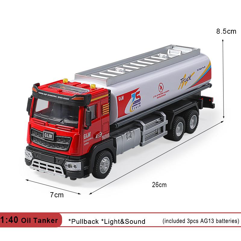 1:40 Camion Cisterna Olio Città Auto a Benzina Modello Sonoro e Luminoso Veicolo da Trasporto Lega+Plastica Giocattolo Diecast Collezione per Bambini Regalo