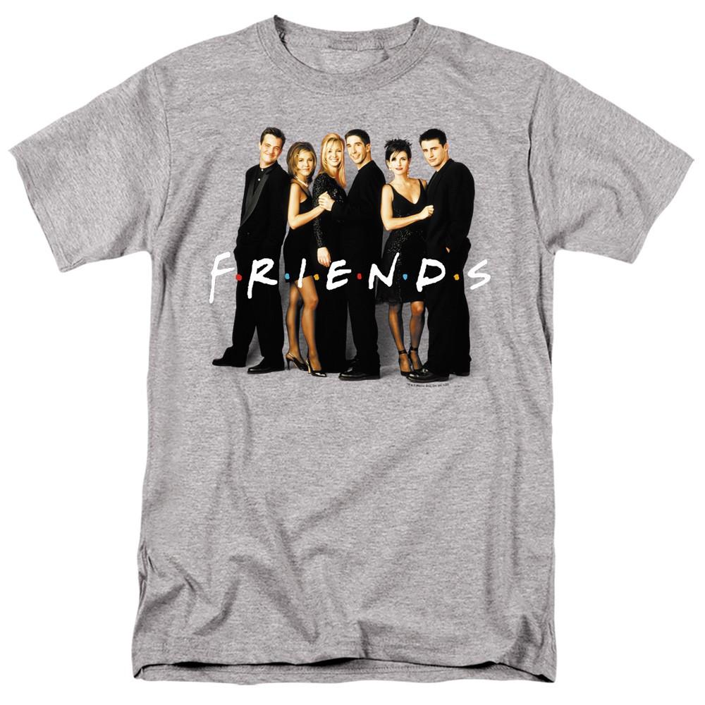 Friends Cast In Black Licensed Adult T-Shirt XXXL
