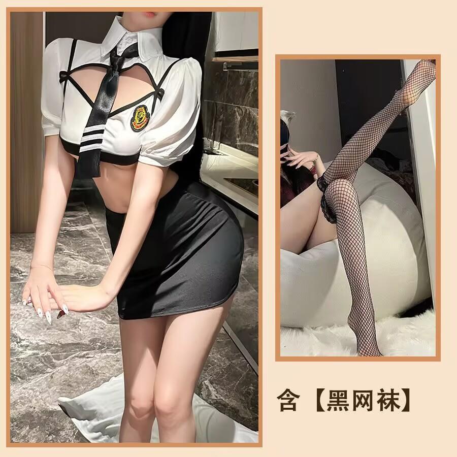 Sexy Lingerie Split Stewardess Suit COSPAL Sexy Uniform Cosplay Female Live Streaming Host Seduction