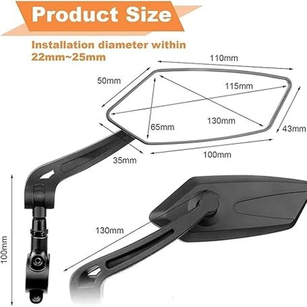 Bicycle Rearview Wide Angle Mirror Cycling 360° Adjustable Rotate Road Bike Handlebar Rear View Mirrors Bike Accessories