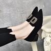 Fashion Diamond Shoes for Women Block Heel Pointed Toe Moccasins Woman Pumps Korean Style Casual Footwear Summer 2025 Vacation Popular