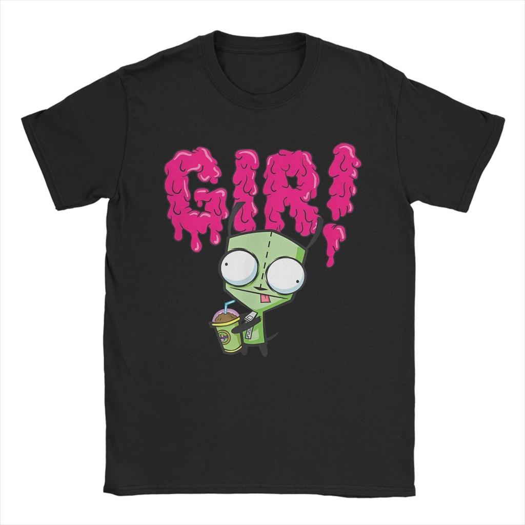 Invader Zim Valentinstag Ich Liebe Gir Herren T-Shirt Humorvolles T-Shirt Kurzarm Rundhals T-Shirt Reine Baumwolle Kleidung