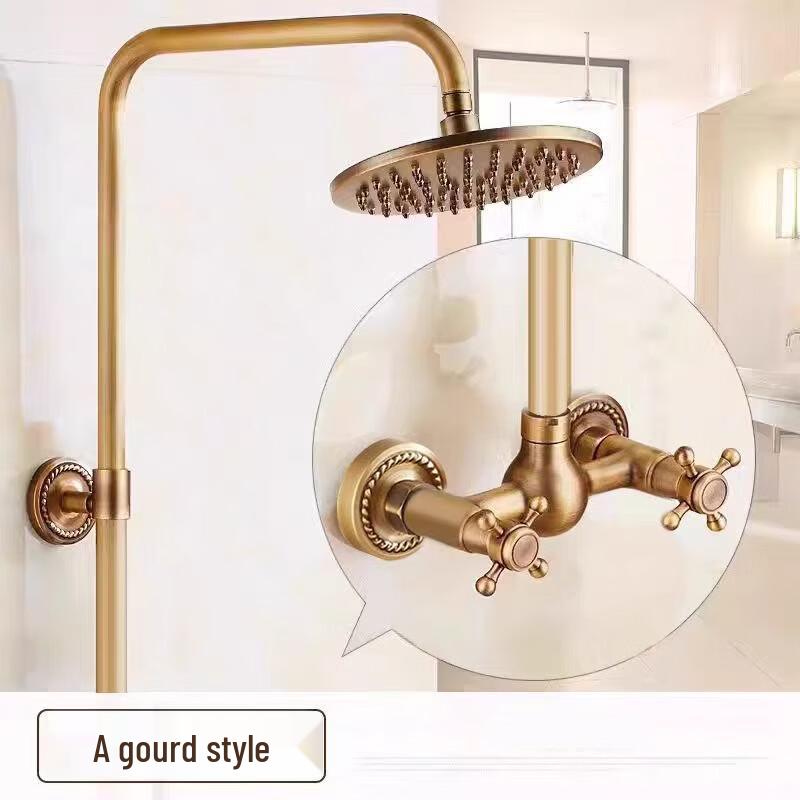 TLXT Retro Copper Pressurized Shower Faucet Set