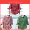 Vintage Floral Print Polo Neck Shirt For Women Summer Casual Loose Fit Blouse